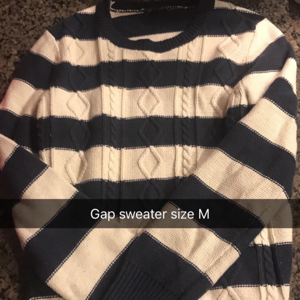Navy and white striped sweater